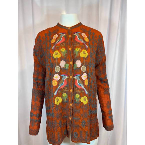 NEW JOHNNY WAS alani top in burnt orange - Picture 1 of 3